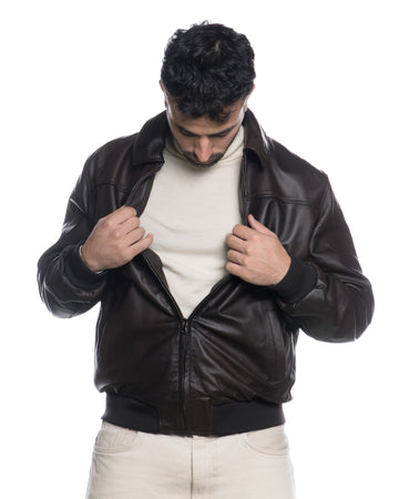 Giacca Bomber Uomo Testa di Moro in vera pelle