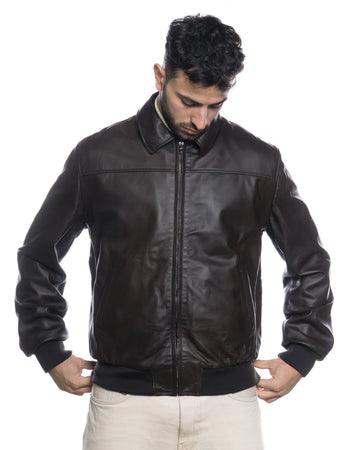 Giacca Bomber Uomo Testa di Moro in vera pelle