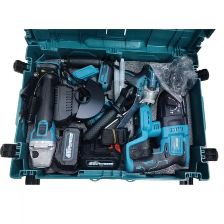 Kit 4in1 Trapano avvitatore,impulsi,smerigliatrice,tassellatore,2x3Ah,caricatore