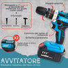 Kit 4in1 Trapano avvitatore,impulsi,smerigliatrice,tassellatore,2x3Ah,caricatore