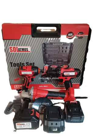 kit 3in1 FLEX Smerigliatrice 125MM Trapano Avvitatore e Impulsi 2 Batterie 4.0Ah