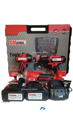kit 3in1 FLEX Smerigliatrice 125MM Trapano Avvitatore e Impulsi 2 Batterie 4.0Ah