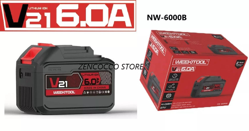 BATTERIA ricaricabile AGLI IONI DI LITIO 21V DA 2.0Ah 4.0Ah 6.0Ah x motosega forbici weekitool