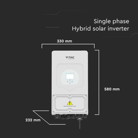 Inverter Ibrido 6kW Monofase IP65 con Display Touch LCD per Impianto Fotovoltaico CEI 0-21 - SKU 11529