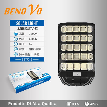 LAMPIONE SOLARE LED 400W 600W 800W 1200W SENSORE Movimento E Crepuscolare IP65