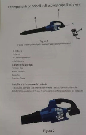 SOFFIATORE Foglie per Giardino 2 BATTERIE 6 VELOCITA Fino a 21000 Giri/Min 580W