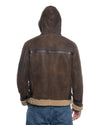 James - Giacca Uomo Testa di Moro Graffiato in vero montone Shearling con Cappuccio