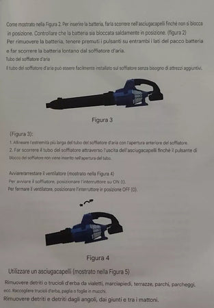 SOFFIATORE Foglie per Giardino 2 BATTERIE 6 VELOCITA Fino a 21000 Giri/Min 580W