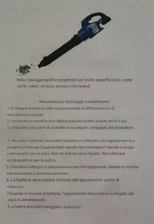 SOFFIATORE Foglie per Giardino 2 BATTERIE 6 VELOCITA Fino a 21000 Giri/Min 580W