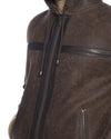James - Giacca Uomo Testa di Moro Graffiato in vero montone Shearling con Cappuccio