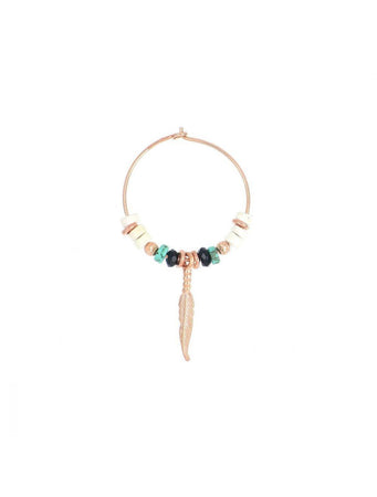 MAMAN ET SOPHIE - ORECCHINO TURCHESE E BIANCO CON PIUMA