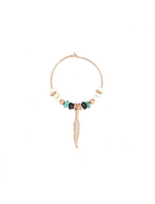 MAMAN ET SOPHIE - ORECCHINO TURCHESE E BIANCO CON PIUMA