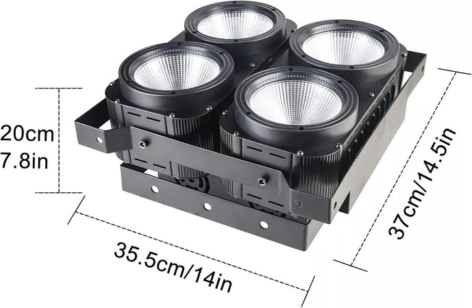BLINDER ACCECATORE DMX COB LED 4x100W Proiettore BIANCO CALDO E FREDDO Powercon