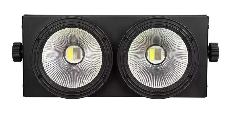 BLINDER ACCECATORE DMX COB LED 2x100W PROIETTORE RGBW 8 CANALI LUCI PALCOSCENICO