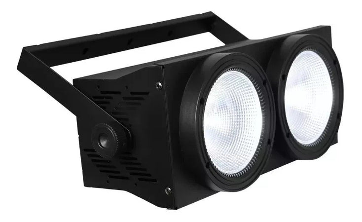 BLINDER ACCECATORE DMX COB LED 2x100W PROIETTORE RGBW 8 CANALI LUCI PALCOSCENICO