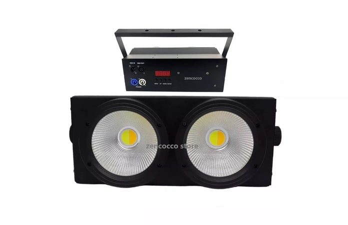 BLINDER ACCECATORE DMX COB LED 2x100W BIANCO CALDO E FREDDO 4-8 CANALI Powercon
