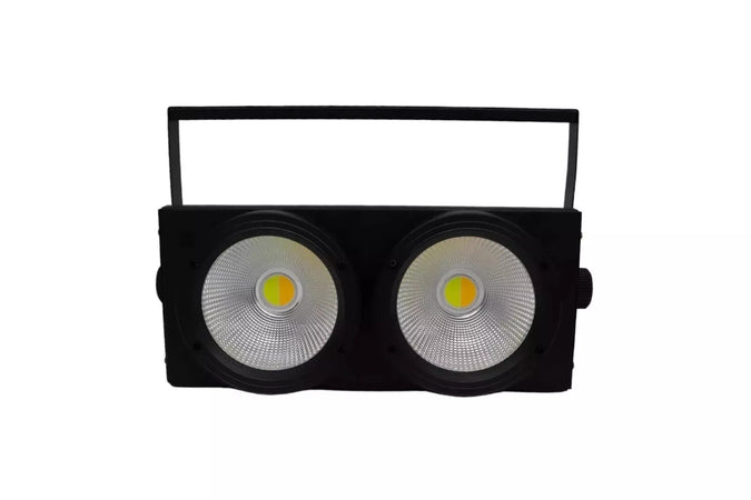 BLINDER ACCECATORE DMX COB LED 2x100W BIANCO CALDO E FREDDO 4-8 CANALI Powercon