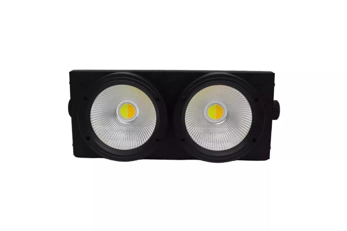 BLINDER ACCECATORE DMX COB LED 2x100W BIANCO CALDO E FREDDO 4-8 CANALI Powercon