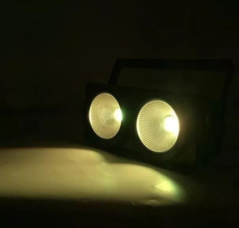 BLINDER ACCECATORE DMX COB LED 2x100W BIANCO CALDO E FREDDO 4-8 CANALI Powercon