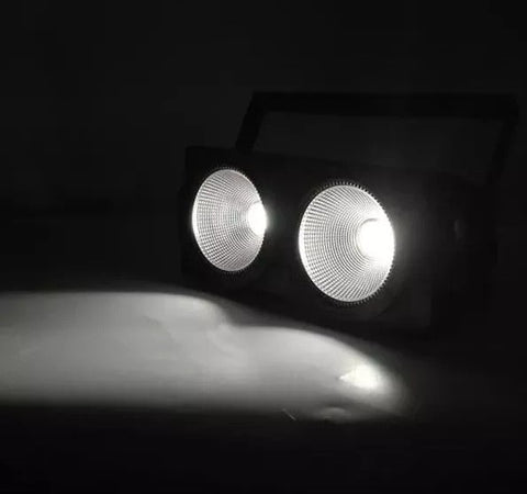 BLINDER ACCECATORE DMX COB LED 2x100W BIANCO CALDO E FREDDO 4-8 CANALI Powercon