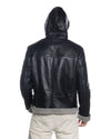 James - Giacca Uomo Nero in vero montone Shearling Grigio con Cappuccio