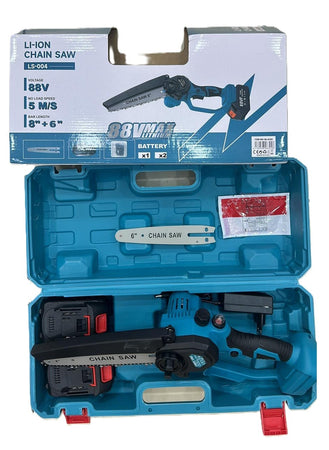 Mini Motosega 8"+ 6" Pollici 5M/S Lubrificata Olio Doppia Batteria CON VALIGETTA