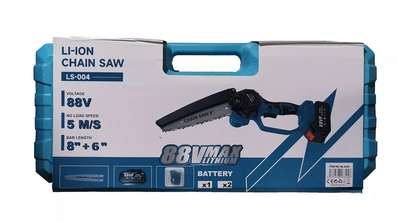 Mini Motosega 8"+ 6" Pollici 5M/S Lubrificata Olio Doppia Batteria CON VALIGETTA