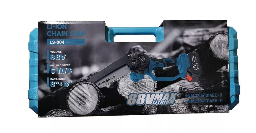 Mini Motosega 8"+ 6" Pollici 5M/S Lubrificata Olio Doppia Batteria CON VALIGETTA