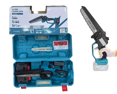 Mini Motosega 8+ 6 Pollici 5M/S Lubrificata Olio Doppia Batteria CON VALIGETTA