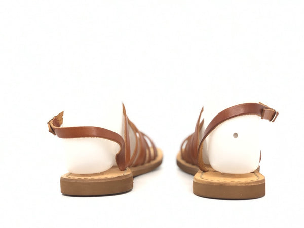 NEAR Sandalo basso donna Cleopatra con fasce in pelle tinta cuoio