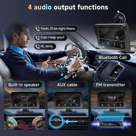 Autoradio Portatile Carplay Display per Auto, Schermo 7 Pollici IPS Touchscreen