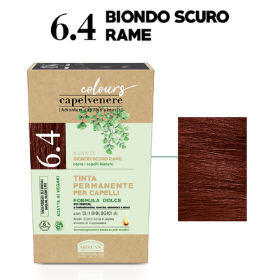 Helan, Capelvenere Colours, 6.4, Biondo scuro rame, Tinta permanente capelli, senza ammoniaca
