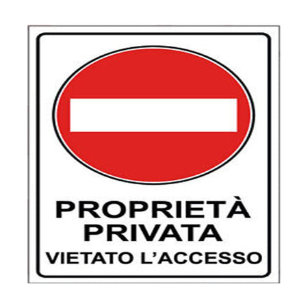 Cartello 20X30cm proprietà privata vietato l'accesso
