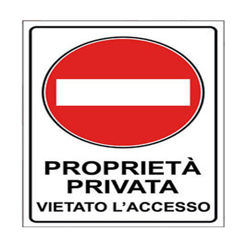 Cartello 20X30cm proprietà privata vietato l'accesso