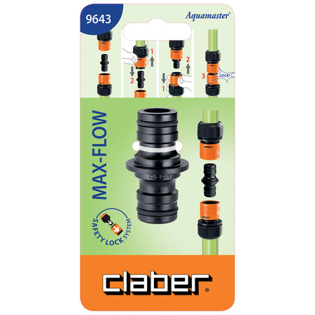 CLABER 9643 CONGIUNZIONE 2 INNESTI M/M AQUAMASTER MAX-FLOW IN BLISTER