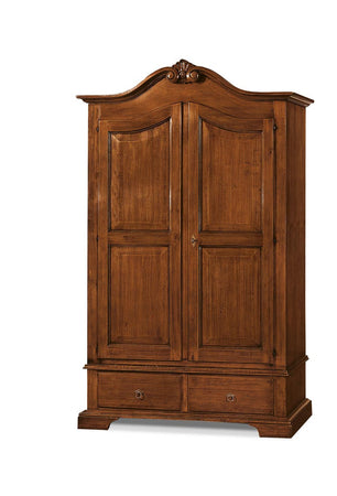 MOBILI 2G - ARMADIO 2 PORTE 2 CASSETTI ARTE POVERA LEGNO TINTA NOCE 122X60X204 (1206)