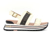 LIU JO MAXI WONDER sandalo donna beige e rosa monogrammato