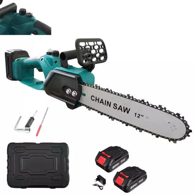 MOTOSEGA A DOPPIA BATTERIA CON LAMA DA 12 ELETTROSEGA TAGLIO 30CM con OLIATORE