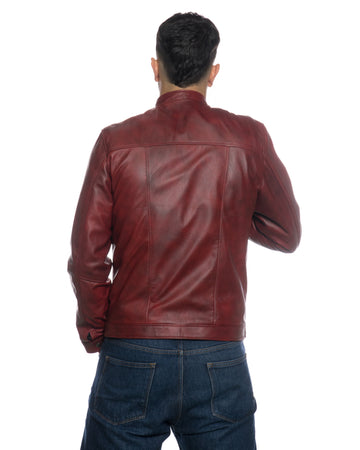 U010 - Giacca Uomo Bordeaux in vera pelle