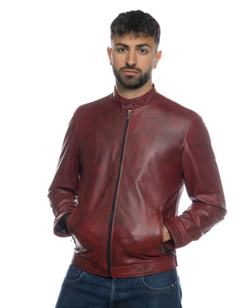 U010 - Giacca Uomo Bordeaux in vera pelle