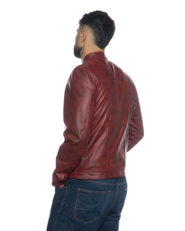 U010 - Giacca Uomo Bordeaux in vera pelle
