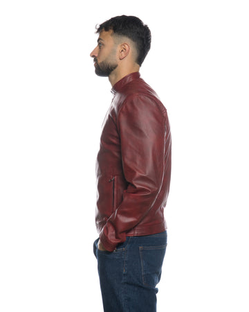 U010 - Giacca Uomo Bordeaux in vera pelle