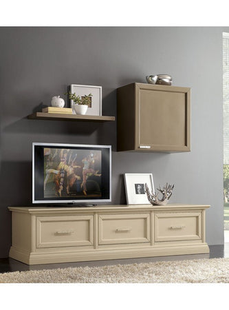 PARETE ATTREZZATA PORTA TV IN LEGNO BEIGE/TORTORA L.187