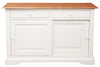 Biscottini Credenza Country in legno massello di tiglio struttura bianca anticata piano finitura naturale L142xPR50xH90 cm. Made in Italy