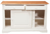 Biscottini Credenza Country in legno massello di tiglio struttura bianca anticata piano finitura naturale L142xPR50xH90 cm. Made in Italy