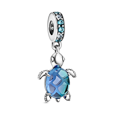 Pandora charm Tartaruga Murano blu