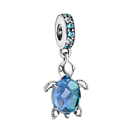 Pandora charm Tartaruga Murano blu
