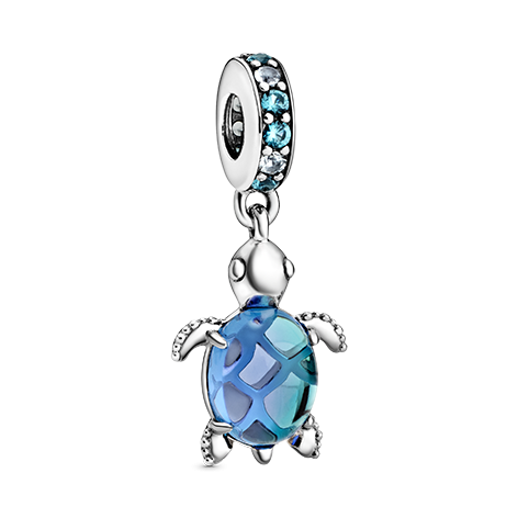 Pandora charm Tartaruga Murano blu