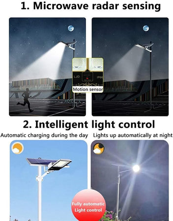 Led Solar Street Flood Lights 500W LAMPIONE SOLARE Sensore Di Movimento + Controllo Della Luce + Telecomando Ip66