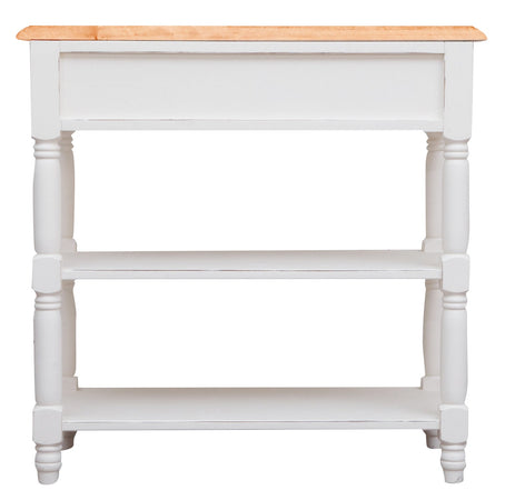 Biscottini Biscottini Tavolino Country Legno Tiglio Bianco Anticato Naturale 80x38x80 Italy